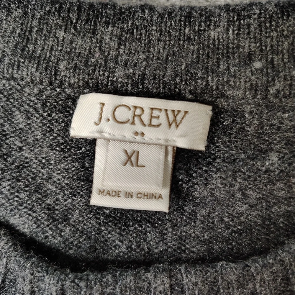 J.Crew Colorblock Zipper Sweater Womens XL Grey Speckled Merino Wool Blend